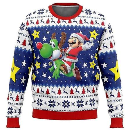 Mario Kart Fult Jultröja Present Tomte Tröja Herrar 3D Sweatshirt Och Topp Höst Och Vinter style 1 XS