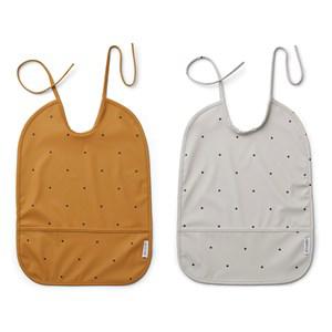 Liewood 2-Pack Classic Dot Lai Bibs One Size - Baby feeding - One size - Grey
