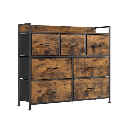 Rootz Vintage brun-sort kommode - Opbevaringsskab - Kommode - Polyester - MDF - Oxford klud - Ikke-vævet stof - 98 cm x 28,5 cm x 85 cm - Organisering