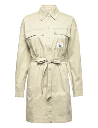 Badge Belted Shirt Dress Dresses Shirt Dresses Grå Calvin Klein Jeans