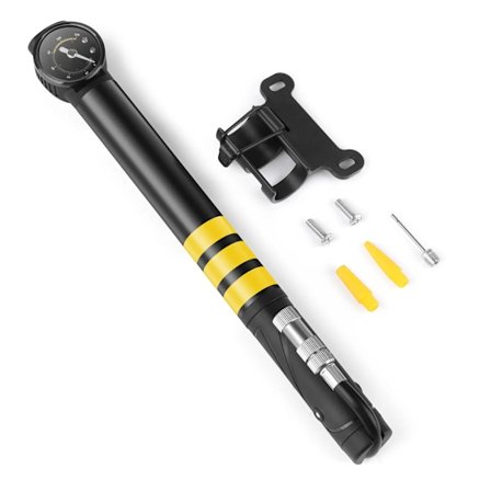 Cykel Luftpumpe med Trykmåler og Forlænget Slange, Mini Cykelpumpe Velegnet til Schrader og Presta Ventiler