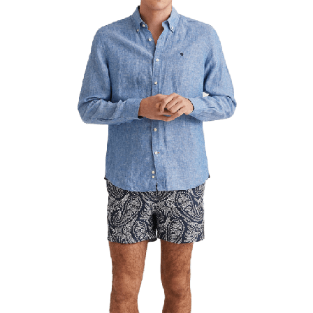 Morris Douglas Linen Shirt Skjortor Herr Blå L
