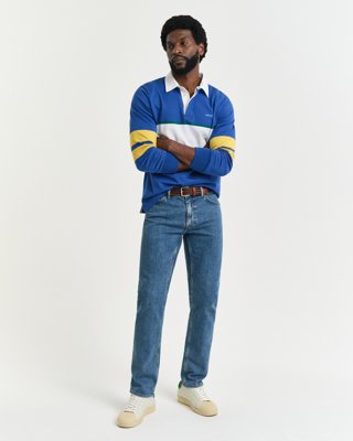 GANT - Regular fit jeans i stilren vask til herre mid blue worn in