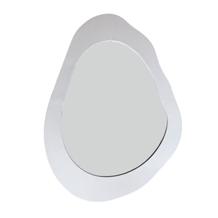 Asymmetrisk vægspejl i hvidt metal – 62x82 cm