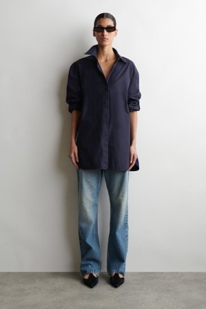 COS Women's Camicia Sartoriale In Cotone in Blu