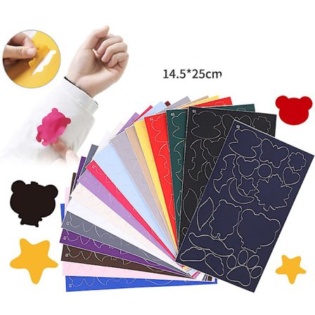 Dww- 16 kpl Satunnainen väri tyyli Untuva takki korjauslaastari, Tekstiililaastari, Kangas korjauslaastari, Tarra laastari Vaatteille, Itsekiinnittyvä