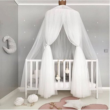 Fashion barra Seng Himmel Baby Seng, 100% Polyester Stoff Romantisk Himmel, Myggnett for Barn for Lesing, Leking, Telt, Hengegardin for
