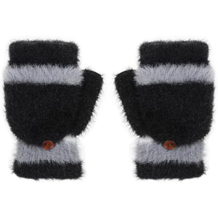 Kvinder Piger Vinter Halv Finger Top Flip Handsker Faux Fløjl Vante