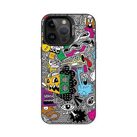 Tecknad Frosted Dubbellager Färg Silver Phone case Lämplig för Iphone 15 Case Case Stil A Svart Ypmd0861