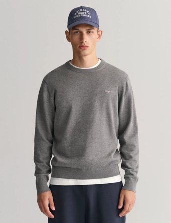 GANT Classic Cotton C-Neck - Grey - S