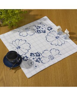 Broderikit Dug Blå blomster - Västgöta Broderi