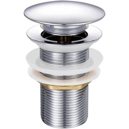 Pop-up vask afløb - tryk-åben ventil afløb til vask - krom G 1-1/4" - uden overløb
