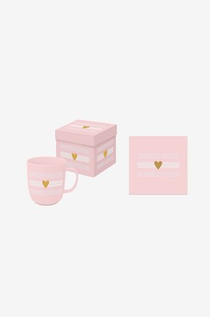 Paperproducts Design - Gavesæt Krus 35 cl + Serviet Heart of Gold - Rosa - Kopper & krus - Fra Homeroom