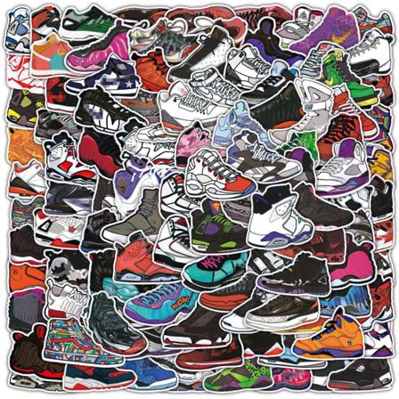 100 stk. seje sneakers sneakers klistermærker vinyl vandtæt seje sjove klistermærker laptop mobiltelefon skateboard bagage vandflaske hydrofoil