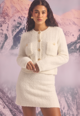 BUBBLEROOM - Short Knitted Skirt - Offwhite