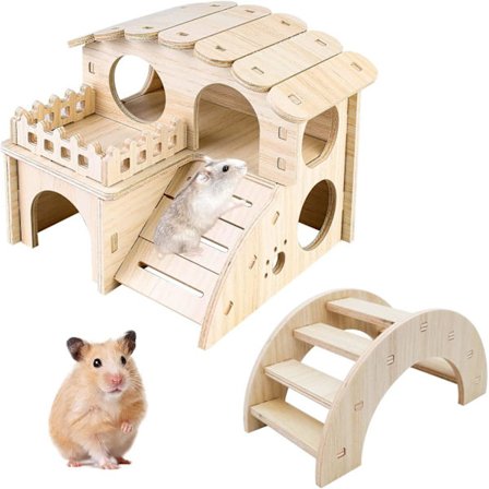 Hamsterin talo keinu silta puinen hamsteritalo DIY hamsteri puinen talo Wo