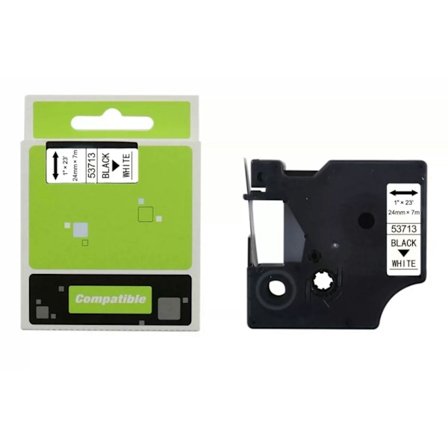 Dymo Ersättningkasset Rulle | 53713 | svart text - vit tejp