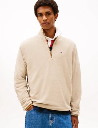Tommy Jeans Tjm Reg S Flag Polar Fleece Qz - Cream - L