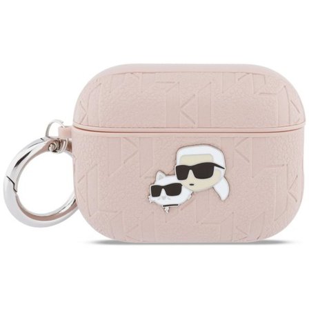 Karl Lagerfeld Monogram Karl & Choupette Head -kotelo AirPods Pro 3:lle - vaaleanpunainen