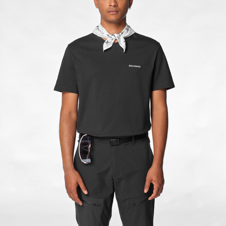 Salomon - Top strati di base Chest Logo Regular Tee M - Deep Black