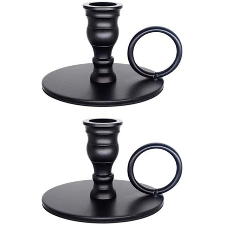 2 stk. bærbar matt svart lysestake, metall lysestake, for bryllup, bursdag, spisestue, barfest dekorative lys