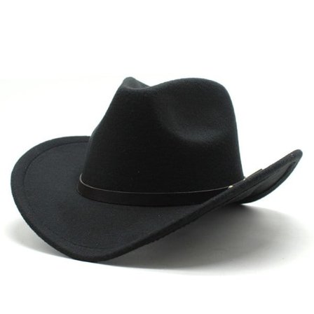 Amerikansk Western Cowboy Hat - Filthat til Mænd og Kvinder, Rullet Skygge Faux Uld Jazz Hat, Sort Ridehat, Klassisk Western Stil