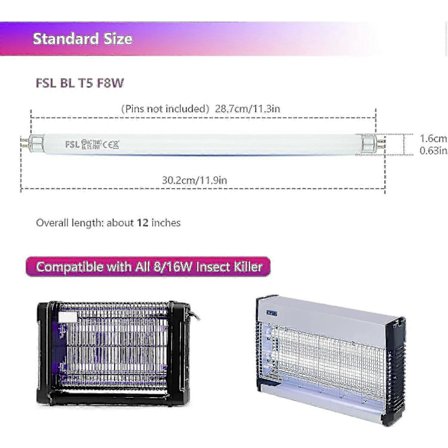 2-pak Fsl Bl T8 F15w Udskiftningspærer til Fluefanger - 17-tommer UV-rør til 15/30 W Flue- og Insektfanger / Insektlampe - 9192339867155