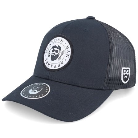 Bearded Man - Svart trucker Caps - The President Of Beards Patch Black Trucker @ Hatstore
