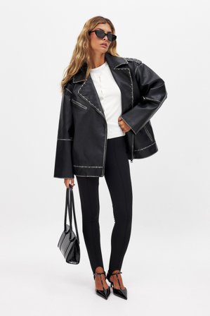 NA-KD - Bukse med fotstropp - Leggings - Svart - XL