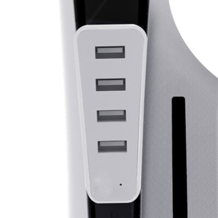 USB-hub for PS5, 4 porter 2.0 USB-forlenger Høyhastighets utvidelsesadapterlader PS5-tilbehør for PS5 Slim UHD/DE-konsoll