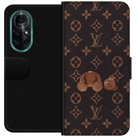 Kompatibel Tegnebogsetui til Huawei Huawei nova 8 Pro Luksuriøst monogrammønster med knust bamse i mørk modeæstetik