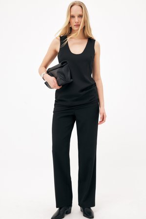 NA-KD taillierte Hose mit mittlerer Taille - Hose mit geradem bein - Schwarz - EU 32