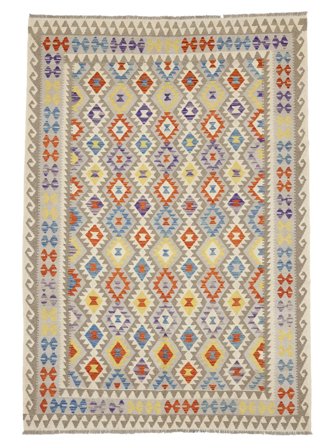 Kilim Afghan Old Style Rug 203X294 Brown/Beige Wool, Afghanistan