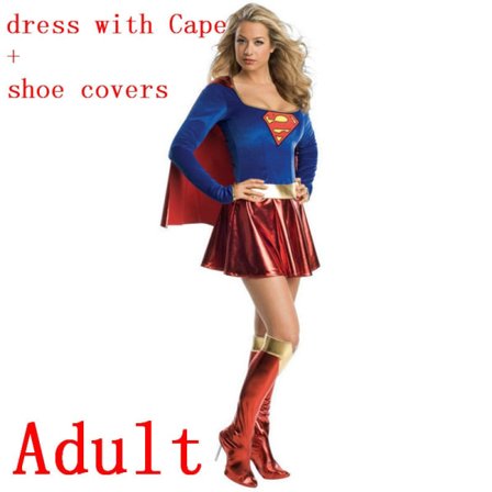 Superhelt Cosplay Kostymer for Voksne og Barn Super Jenter Kjole Skoovertrekk Dress Superwoman Kjole Kvinne Superhelt Halloween Klær Adult full set M