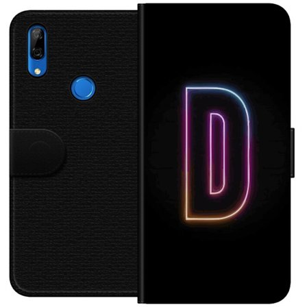 Kompatibelt Lommeboketui til Huawei Huawei P Smart Z Minimalistisk neonbokstav D i fargeskiftende lys mot svart bakgrunn i moderne digital design