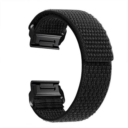 För Garmin Tactix 7 Pro/Fenix 7X/Fenix 6X Pro 26mm Nylon klockarmband handledsrem ersättning Svart, Svart