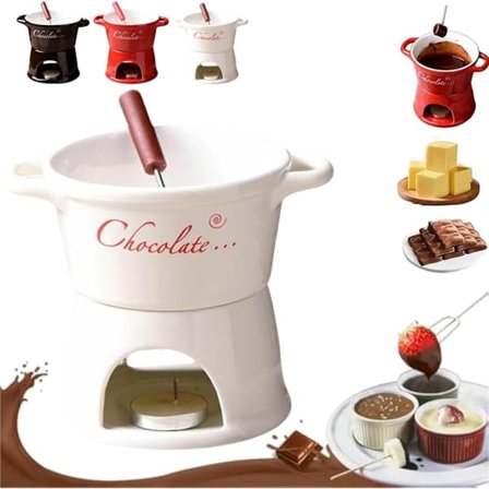 Personlig Chokladfonduekopp - Mini Smältdegel med Gafflar för Godis, Karamell & Smör, Perfekt för Dessert & Fester