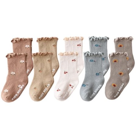 5 paria vauvan tyttösukkia Taapero Ruffle sukat Taapero Vastasyntynyt S KLB