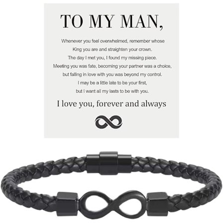 Til Min Mand, Uendeligheds Læderarmbånd Mandens Gaver Fra Kone Jeg Elsker Dig For Evigt Og Altid Armbånd Kæreste Jubilæum Fødselsdag Jul Fædre G