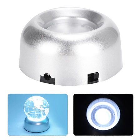 Kristallijalusta LED Valkoinen Valo Hopea Vitriini Patsaat Taidelasi Koruteline Pidike