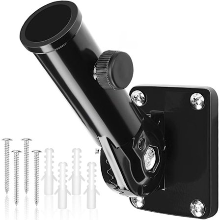 Flaggstangholder, monteringsbrakett, justerbar flaggstangholder, flaggstangholder med skruer (svart)