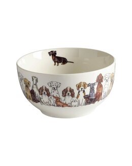 Skål Hund med håndtegnet motiv Hvid