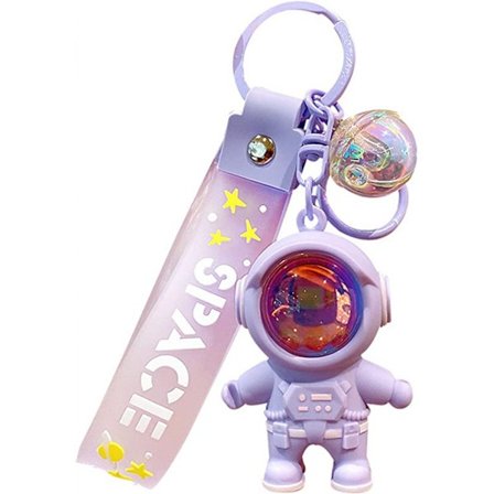 Søt astronaut nøkkelring rom nøkkelkjede med solnedgangslys, kul rom nøkkelring anheng bil nøkkelring lommebok gave