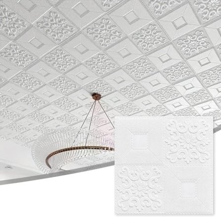 3D vægdekoration i skum – selvklæbende & stødsikker vægklistermærke, vandtæt loftdekoration til hjemmet – 5/10/20/30/40/50-pakke (35x35 cm)