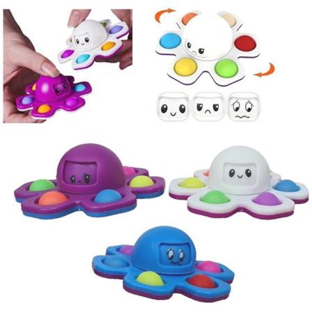 Fidget Toy Pop It Spinner Leksak Stress Relax Färgglad Bläckfisk Vit