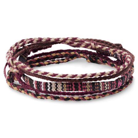 Pulsera de tela surfera multicolor en rojo oscuro para hombres - Pulseras de cuerda