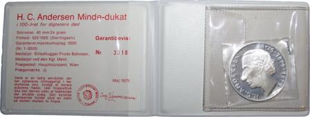 Danmark 1975 - H. C. Andersen Minde-dukat i 100 året for digterens død - Sølvdukat