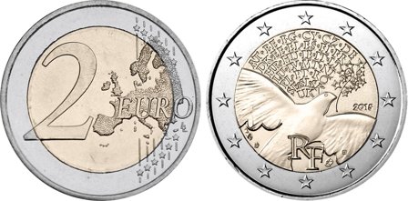 Frankrig 2015 - Fred og sikkerhed - 2 euro mønt