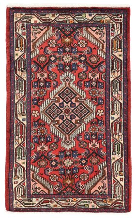 Asadabad Rug 75X120 Black/Dark Red Wool, Persia