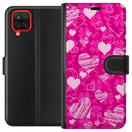 Kompatibelt Lommeboketui til Samsung Samsung Galaxy A12 PopHjerteMønster